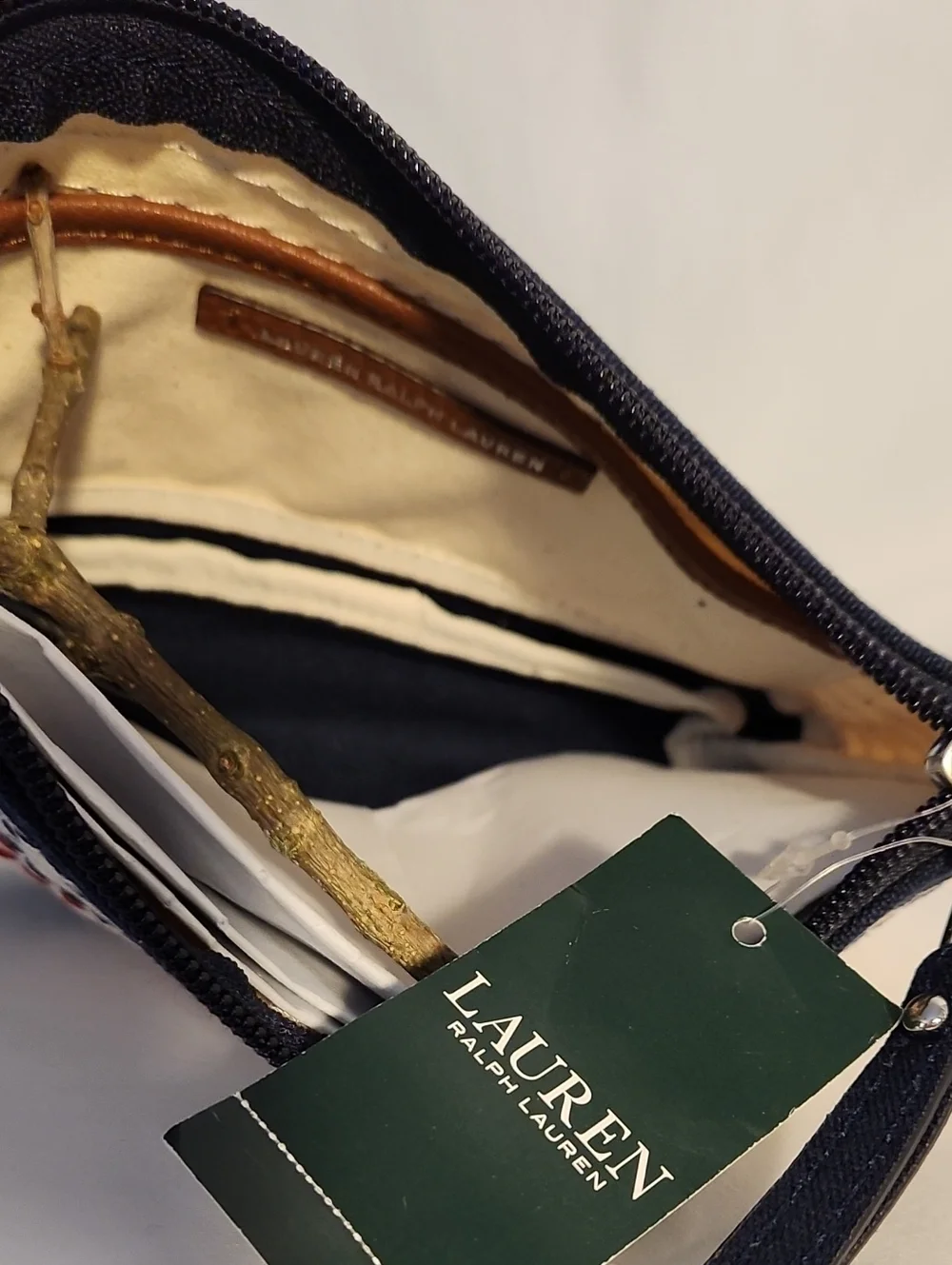 Lauren Ralph Lauren Navy and Red Striped Wristlets (Set of 2)